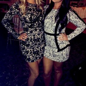 Lulus Black and Beige long sleeve mini dress size S